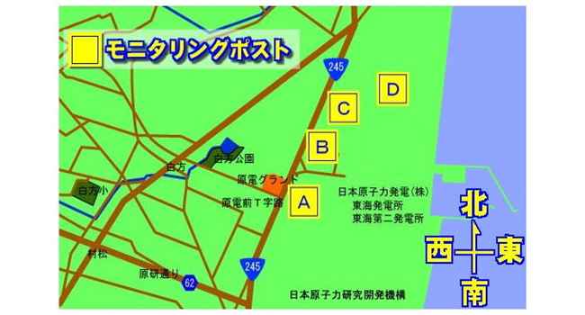 東海・東海第二発電所の環境モニタリングポスト